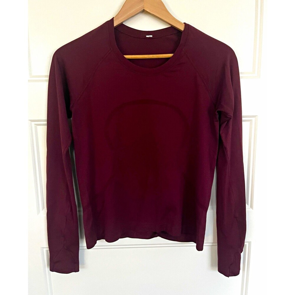 Lululemon Swiftly Tech Long Sleeve 2.0 Shirt Red Merlot Burgundy Size 4 Shirt